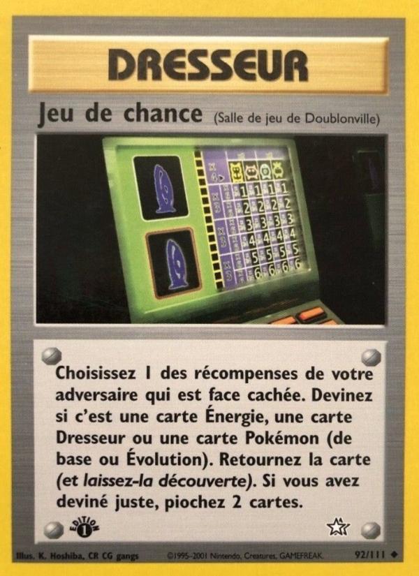 Jeu de chance card