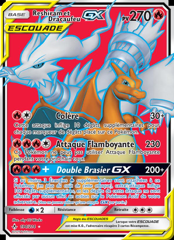 Reshiram et Dracaufeu GX card