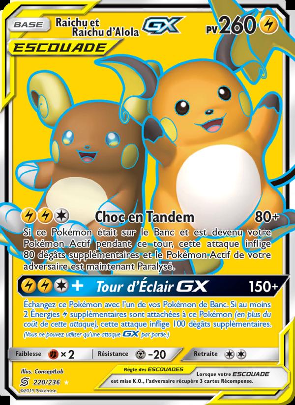 Raichu et Raichu d’Alola GX card