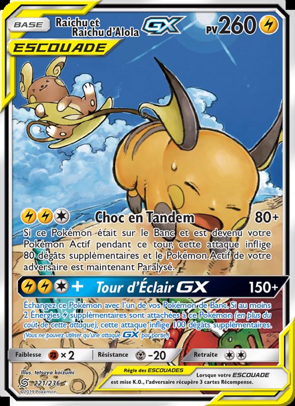 Raichu et Raichu d’Alola GX card