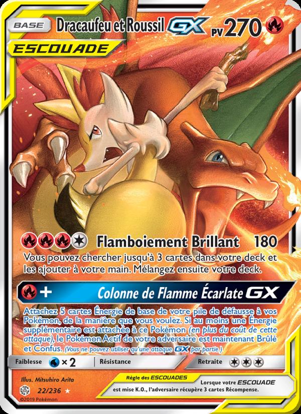 Dracaufeu et Roussil GX card