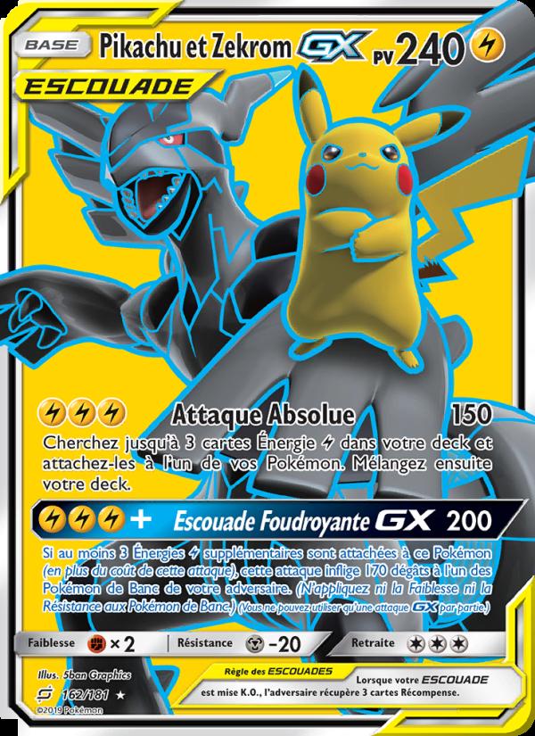 Pikachu et Zekrom GX card