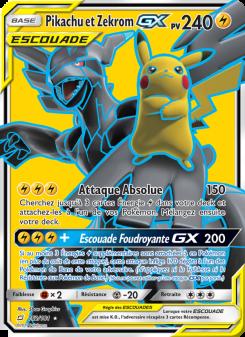 Pikachu et Zekrom GX card