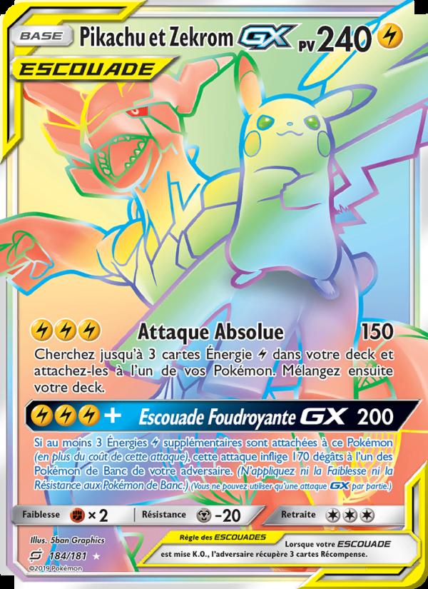 Pikachu et Zekrom GX card
